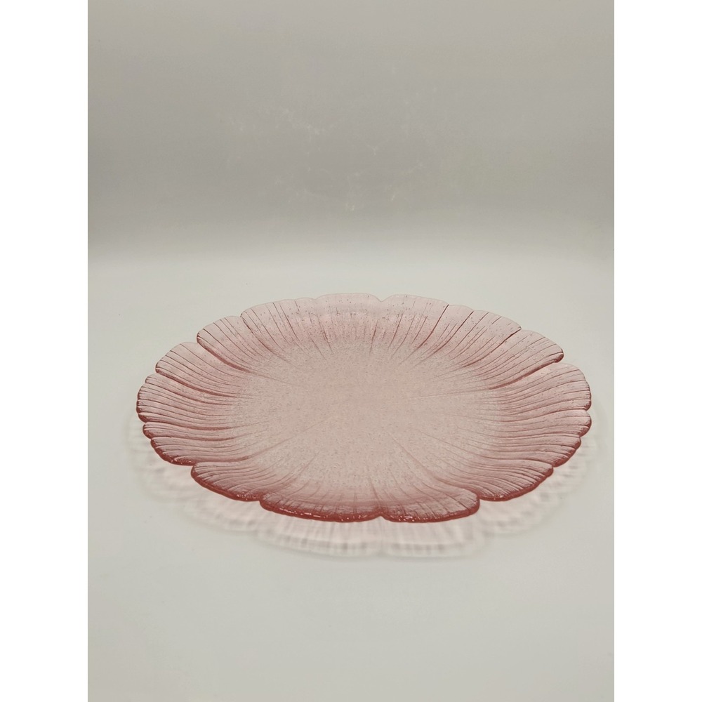 Vintage Larry Laslo for Mikasa Pink Art Glass Charger Plate Scalloped 12"